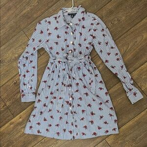 Brooks Brothers Girl’s Striped Button Down Floral Dress, Size 10